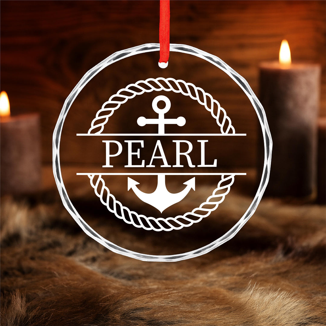 Personalized Anchor Ornament – Custom Nautical Glass Keepsake | Gift for Sailor, Boat Lover or Coastal Home Holiday Decor