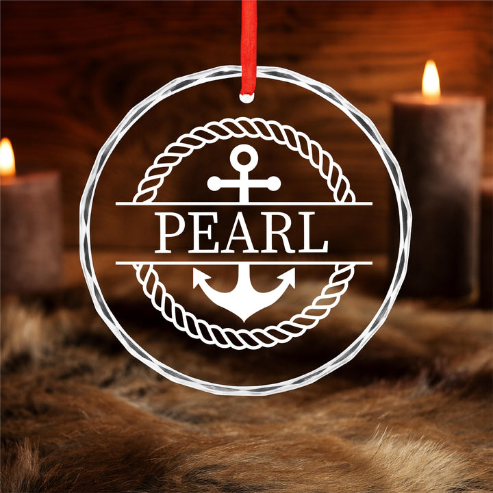 Personalized Anchor Ornament – Custom Nautical Glass Keepsake | Gift for Sailor, Boat Lover or Coastal Home Holiday Decor