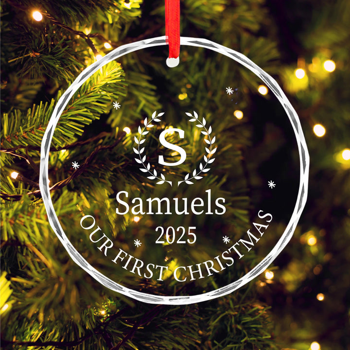 Our First Christmas Married Ornament – Personalized Glass Keepsake for Newlyweds