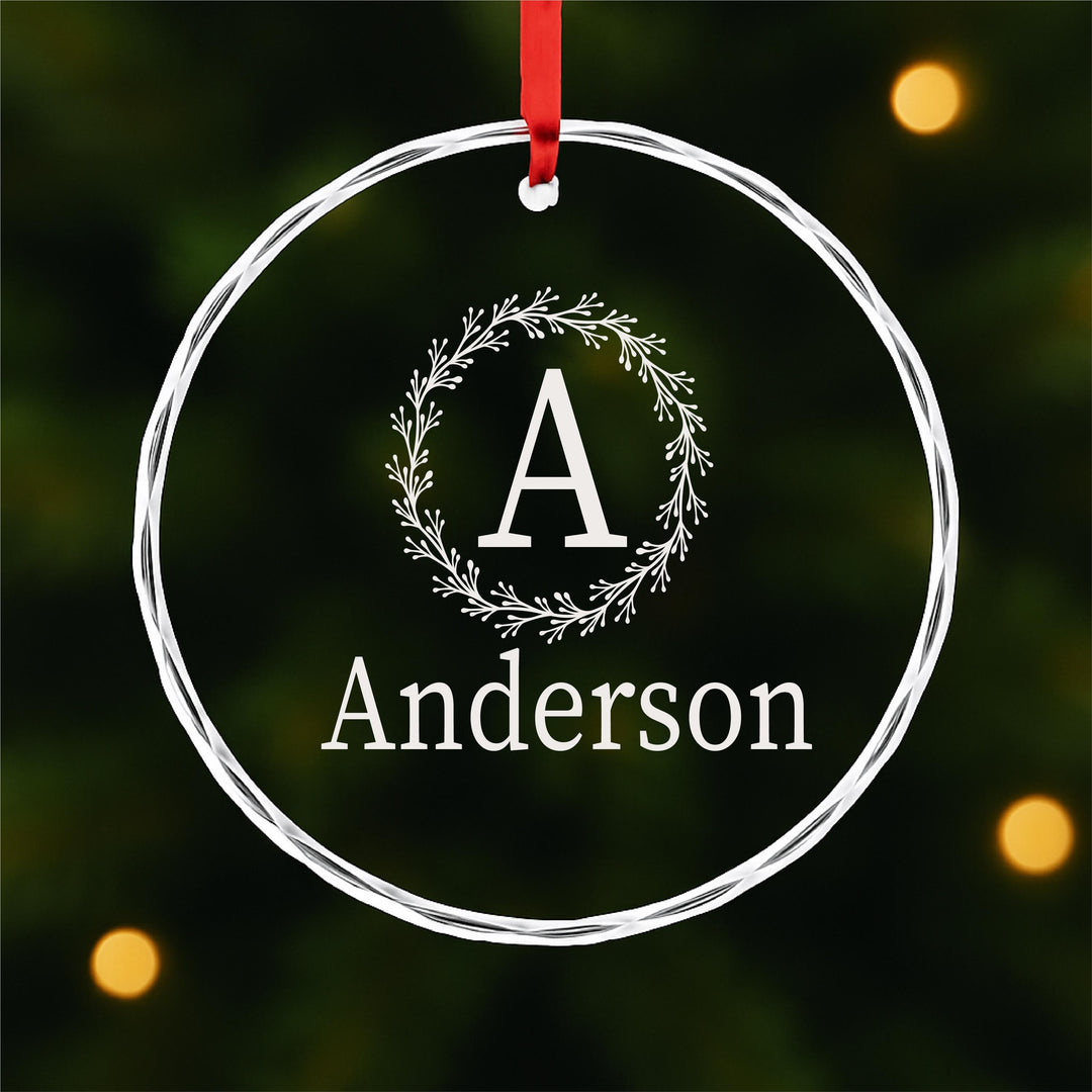 Personalized Monogram Ornament – Custom Initial and Name Glass Keepsake | Elegant Minimalist Christmas Gift for Him or Her