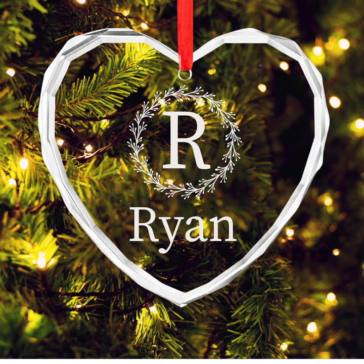 Personalized Monogram Ornament – Custom Initial and Name Glass Keepsake | Elegant Minimalist Christmas Gift for Him or Her