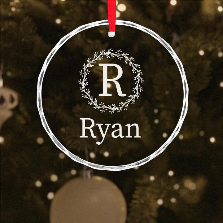 Personalized Monogram Ornament – Custom Initial and Name Glass Keepsake | Elegant Minimalist Christmas Gift for Him or Her