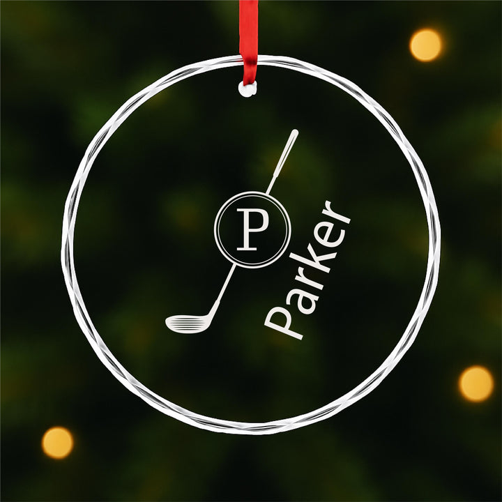 Personalized Golf Ornament, Monogram Glass Keepsake for Dad