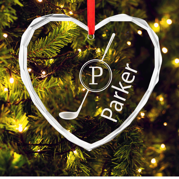 Personalized Golf Ornament, Monogram Glass Keepsake for Dad