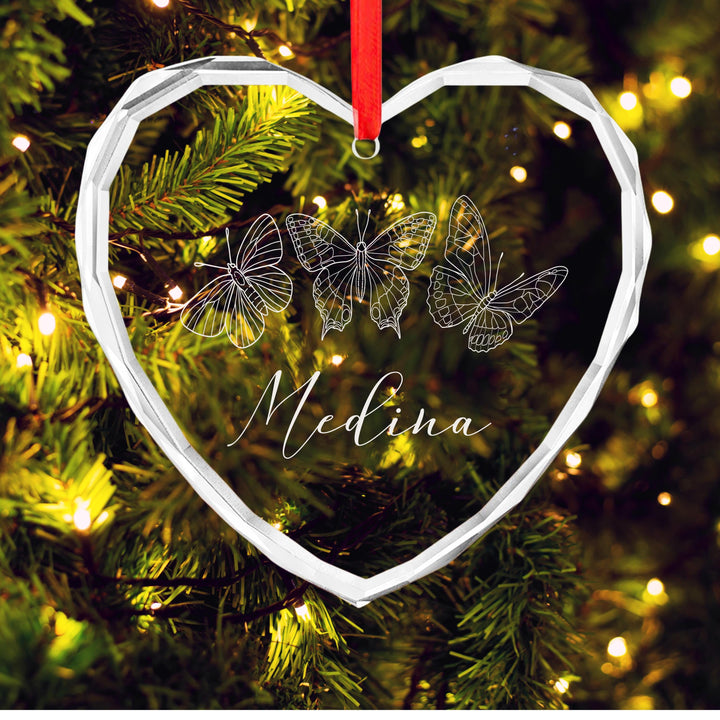 Personalized Butterfly Ornament – Custom Name Glass Keepsake | Memorial or Nature-Inspired Christmas Gift for Her
