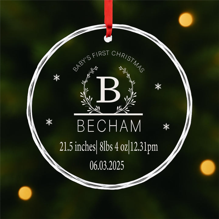 Personalized Name &amp; Birth Stats • Clear Acrylic Keepsake Gift for Newborn Boys or Girls 2025 Baby’s name&nbsp;Ornament