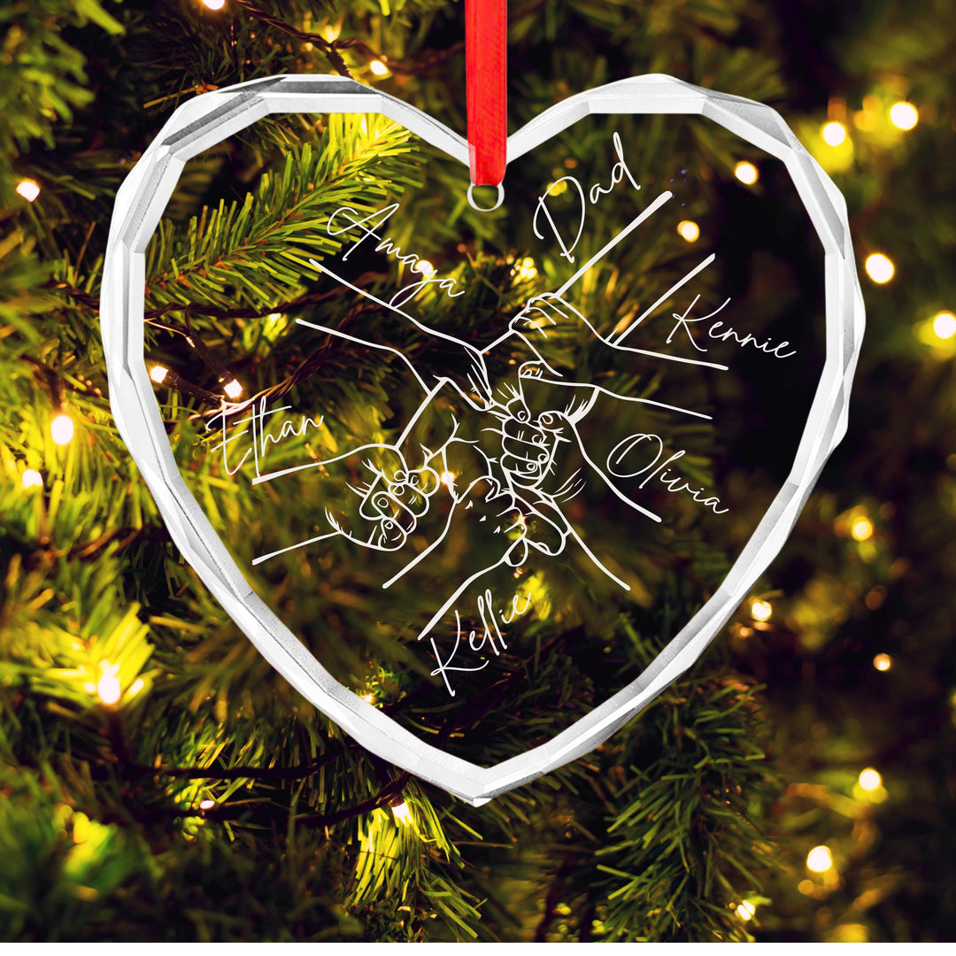 Personalized Dad Ornament • Custom Daddy &amp; Kids Holding Hands Keepsake • Father’s Day or Christmas Gift from Son&nbsp;Daughter