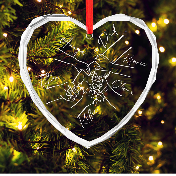 Personalized Dad Ornament • Custom Daddy &amp; Kids Holding Hands Keepsake • Father’s Day or Christmas Gift from Son&nbsp;Daughter