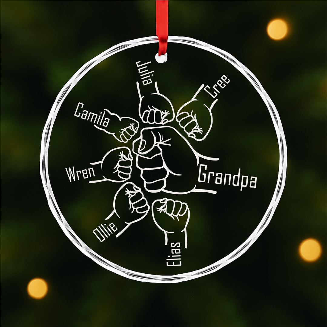 Personalized Dad Grandpa Ornament • Custom Grandkids Names Keepsake • Grandpa Fist Bump Gift for Christmas or Father’s Day