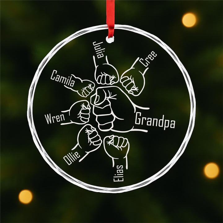 Personalized Dad Grandpa Ornament • Custom Grandkids Names Keepsake • Grandpa Fist Bump Gift for Christmas or Father’s Day