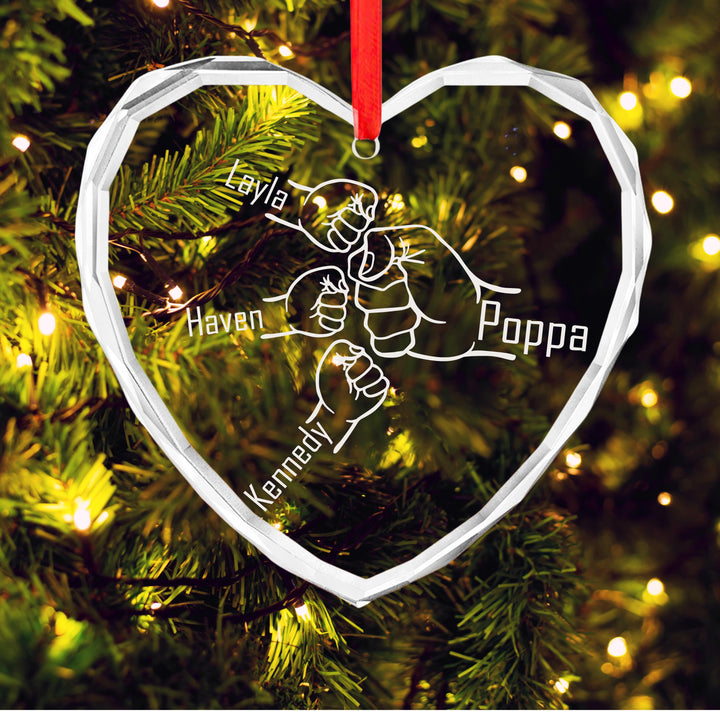 Personalized Dad Grandpa Ornament • Custom Grandkids Names Keepsake • Grandpa Fist Bump Gift for Christmas or Father’s Day