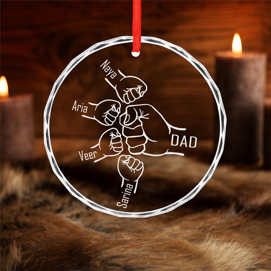 Personalized Dad Grandpa Ornament • Custom Grandkids Names Keepsake • Grandpa Fist Bump Gift for Christmas or Father’s Day