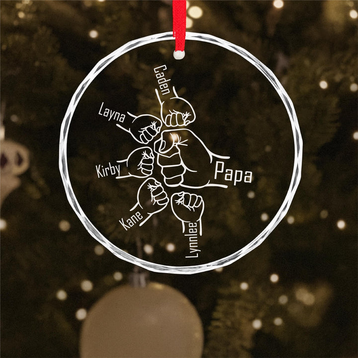 Personalized Dad Grandpa Ornament • Custom Grandkids Names Keepsake • Grandpa Fist Bump Gift for Christmas or Father’s Day