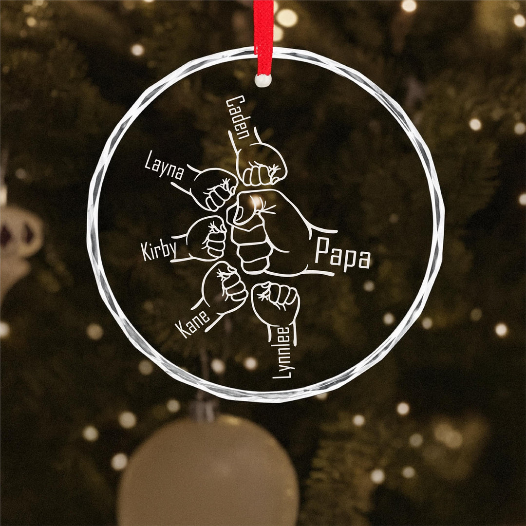 Personalized Dad Grandpa Ornament • Custom Grandkids Names Keepsake • Grandpa Fist Bump Gift for Christmas or Father’s Day