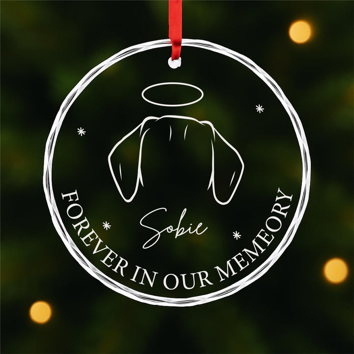 Personalized Pet Memorial Ornament, Engraved Glass Circle or Heart, Custom Dog Name Halo Keepsake, Rainbow Bridge Gift 2025