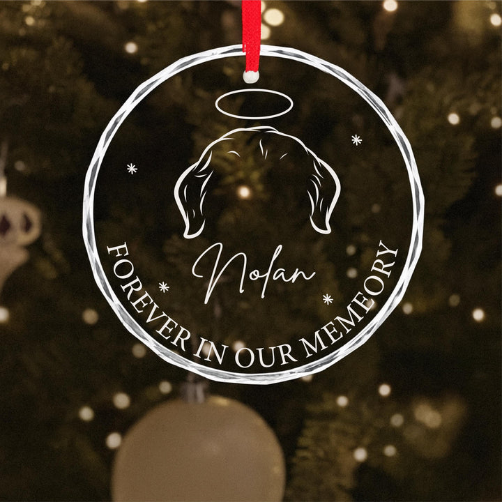 Personalized Pet Memorial Ornament, Engraved Glass Circle or Heart, Custom Dog Name Halo Keepsake, Rainbow Bridge Gift 2025