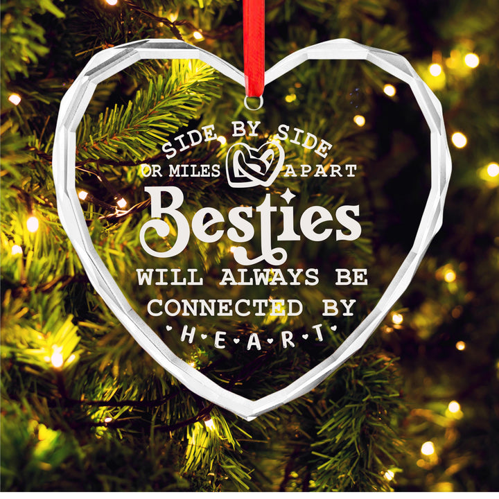 Best Friend Ornament, Long Distance Friendship Gift, Connected by Heart Keepsake for Besties 2025
