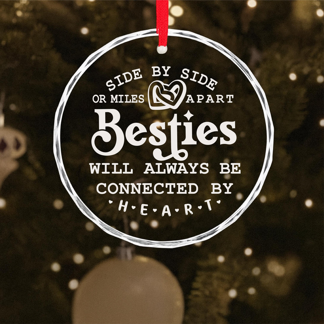 Best Friend Ornament, Long Distance Friendship Gift, Connected by Heart Keepsake for Besties 2025