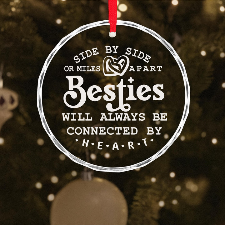 Best Friend Ornament, Long Distance Friendship Gift, Connected by Heart Keepsake for Besties 2025