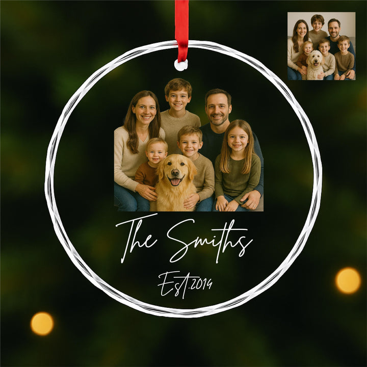 Personalized Photo Ornament – UV Printed Glass Keepsake, Family or Memorial Gift
