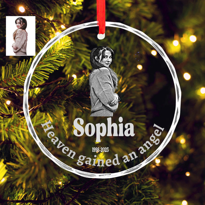 Personalized Photo Memorial Ornament , Custom Engraved Keepsake, In Loving Memory Christmas Gift Sentimental ornament