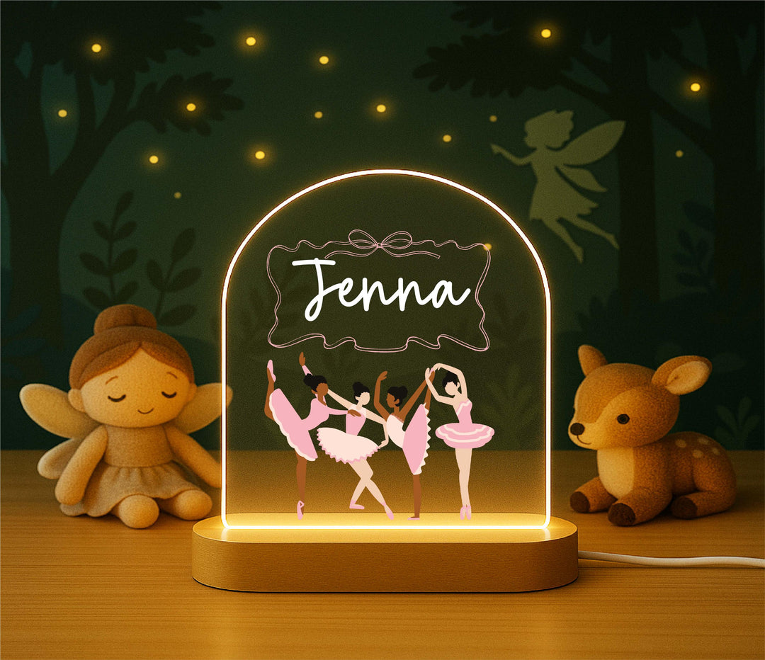 Personalized Ballerina Night Light – Custom Name LED Lamp, Dance Bedroom Decor, Ballet Gift for Girls, Fairy Nursery Light