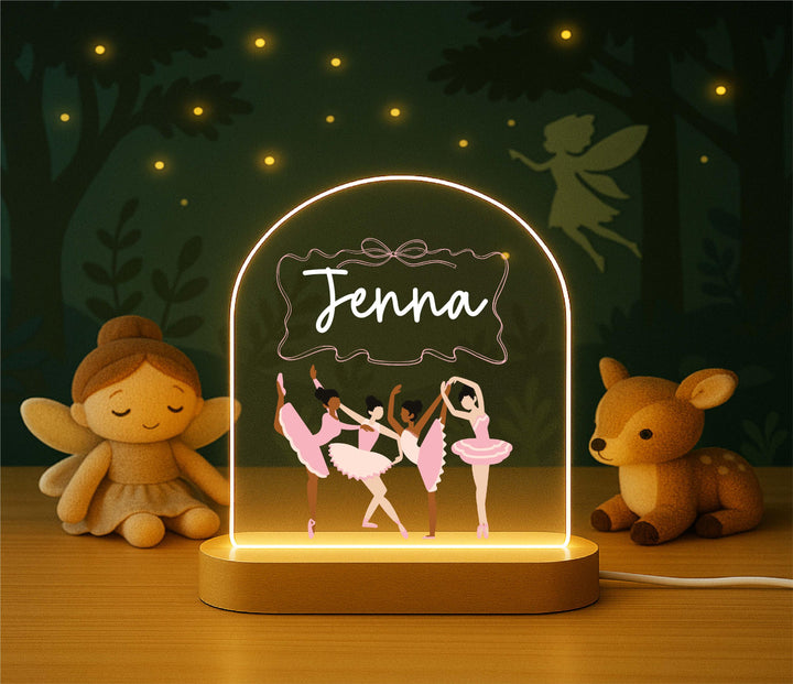 Personalized Ballerina Night Light – Custom Name LED Lamp, Dance Bedroom Decor, Ballet Gift for Girls, Fairy Nursery Light