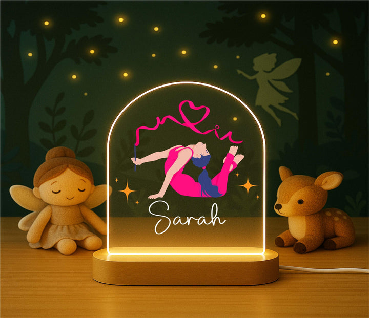 Personalized Gymnast Night Light – Custom Name LED Lamp, Gymnastics Bedroom Decor, Gift for Girls, Dance or Sports Room Light