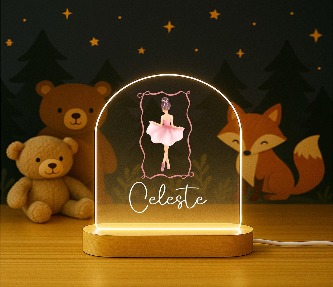 Personalized Ballerina Night Light – Custom Name LED Lamp, Ballet Bedroom Decor, Dance Gift for Girls, Nursery Room Light