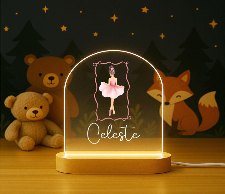 Personalized Ballerina Night Light – Custom Name LED Lamp, Ballet Bedroom Decor, Dance Gift for Girls, Nursery Room Light