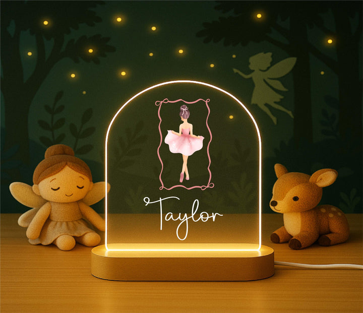Personalized Ballerina Night Light – Custom Name LED Lamp, Ballet Bedroom Decor, Dance Gift for Girls, Nursery Room Light