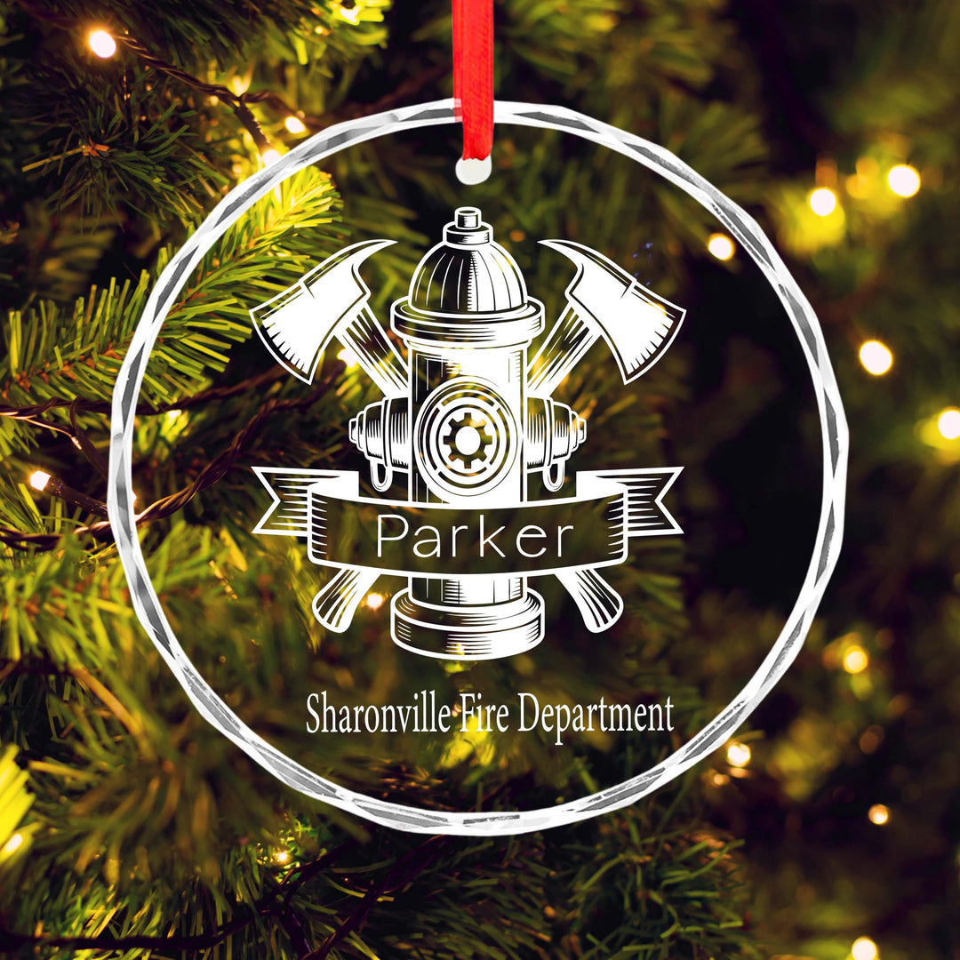 Personalized Firefighter Ornament – Custom Name &amp; Fire Department Glass Ornament, Fireman Christmas Gift 2025