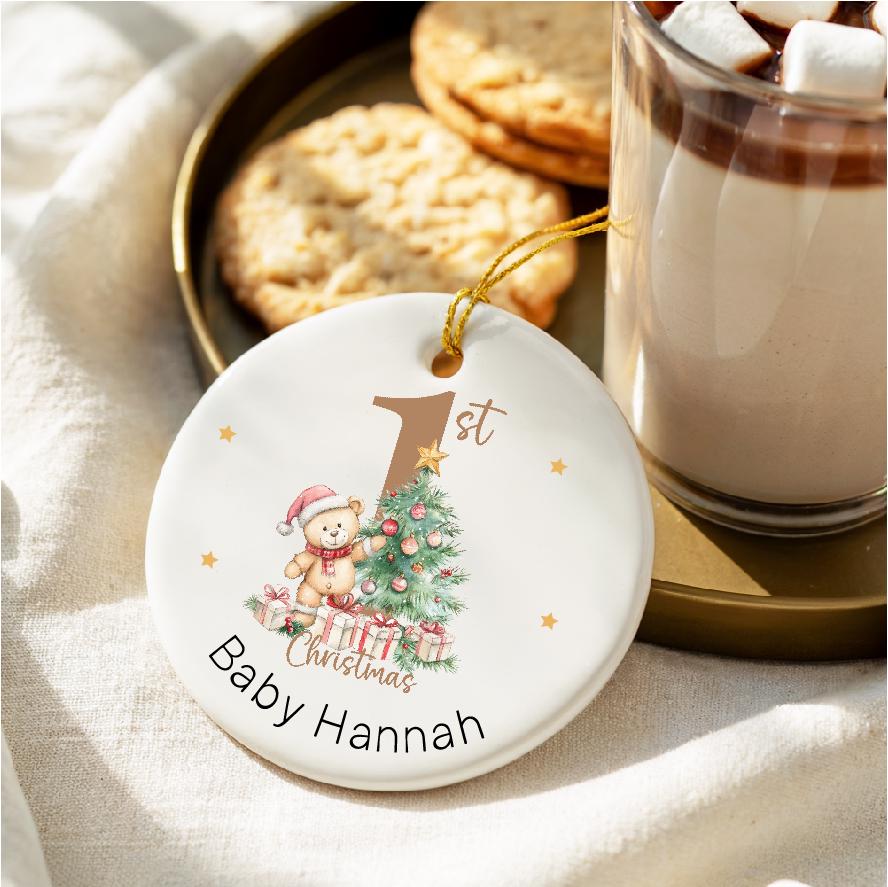 Custom Name Newborn Keepsake Gift | Baby Girl or Boy 1st Christmas Tree Decoration&nbsp;Personalized Baby’s First Christmas Ornament