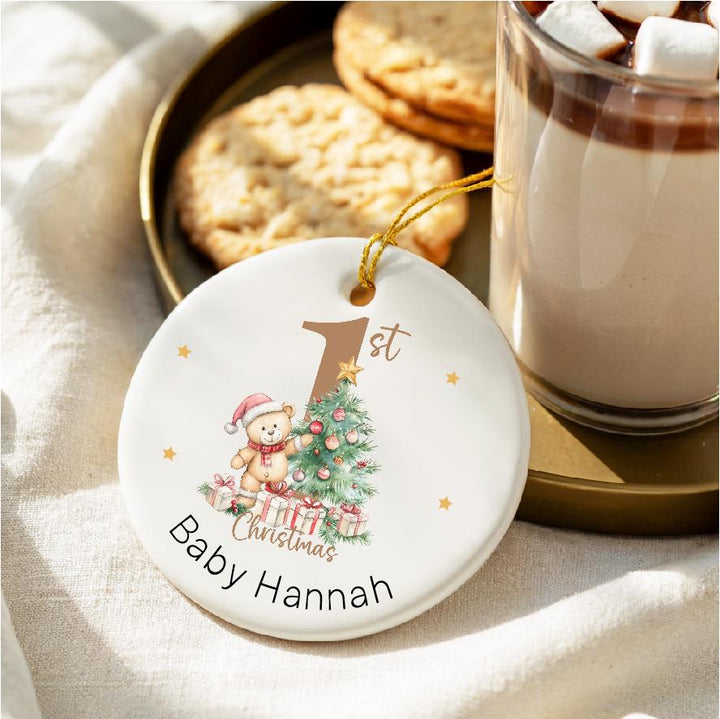 Custom Name Newborn Keepsake Gift | Baby Girl or Boy 1st Christmas Tree Decoration&nbsp;Personalized Baby’s First Christmas Ornament