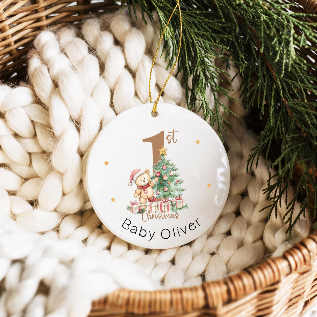 Custom Name Newborn Keepsake Gift | Baby Girl or Boy 1st Christmas Tree Decoration&nbsp;Personalized Baby’s First Christmas Ornament