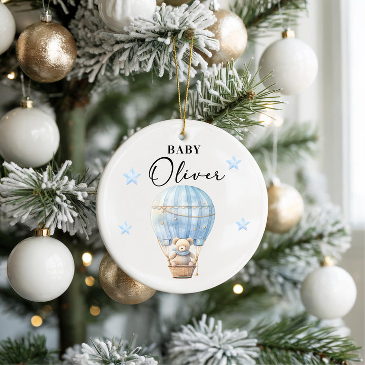 Personalized Baby Christmas Ornament | Hot Air Balloon Keepsake