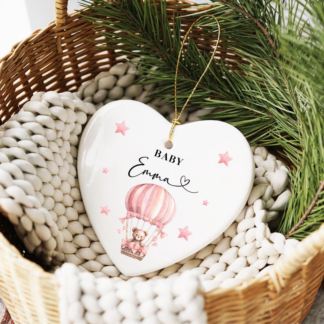 Personalized Baby Christmas Ornament | Hot Air Balloon Keepsake