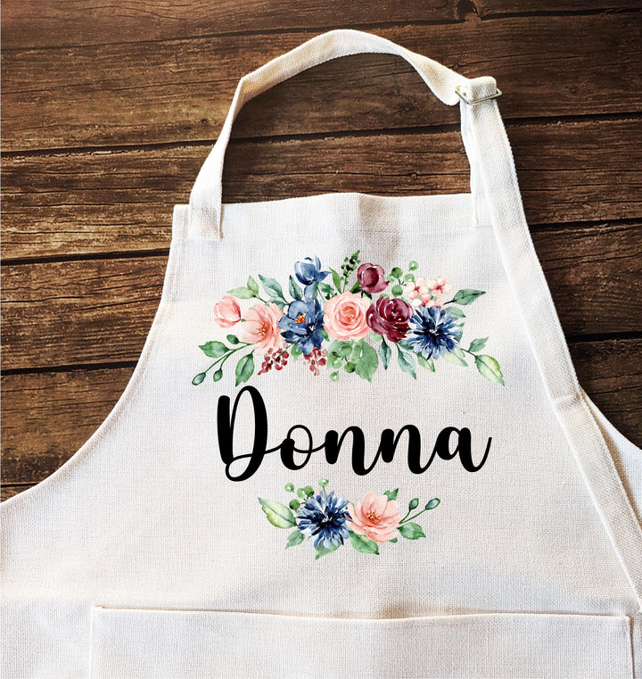Personalized Holiday Baking Apron with Name | Custom Apron for Women &amp; Kids | Christmas Cookie Baking Gift | Kitchen Apron with Pocket