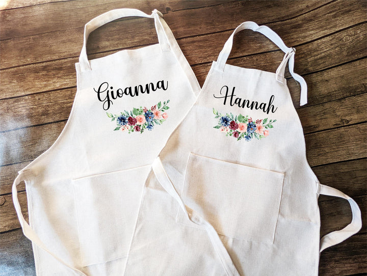 Personalized Holiday Baking Apron with Name | Custom Apron for Women &amp; Kids | Christmas Cookie Baking Gift | Kitchen Apron with Pocket