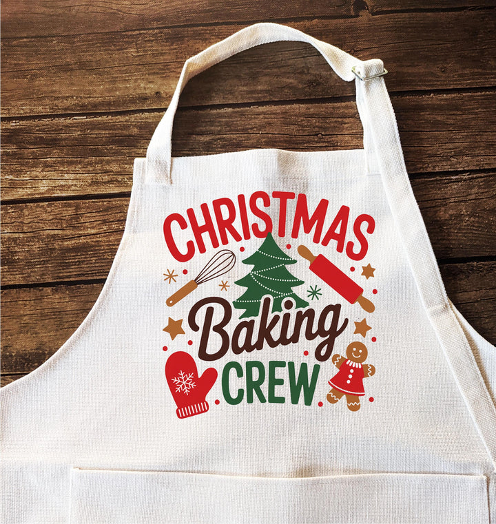 Matching Family Christmas Baking Aprons | Holiday Baking Crew Apron Set | Personalized Name Aprons for Kids &amp; Adults | Group Baking Gift