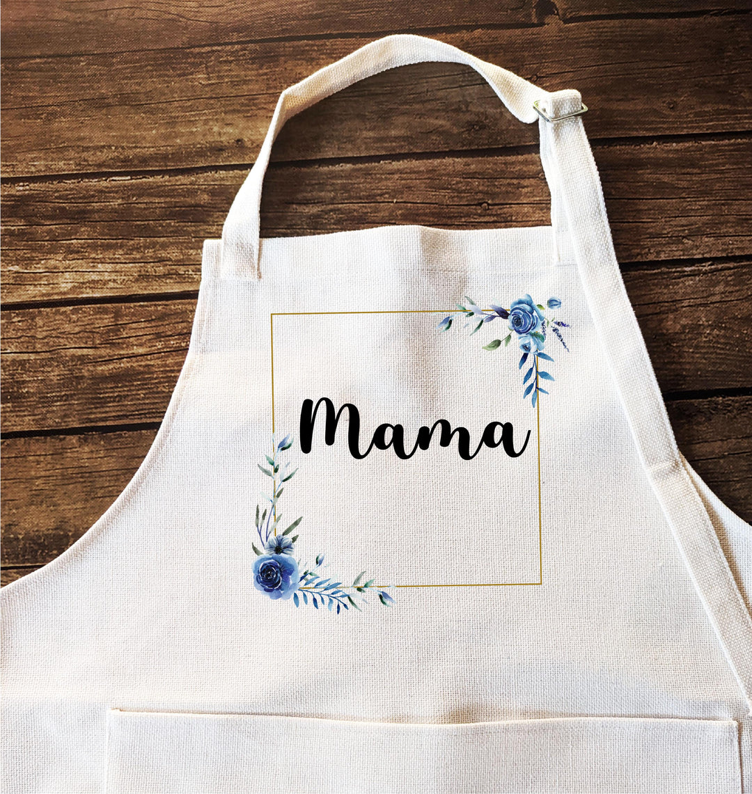 Personalized Floral Kitchen Apron with Pocket