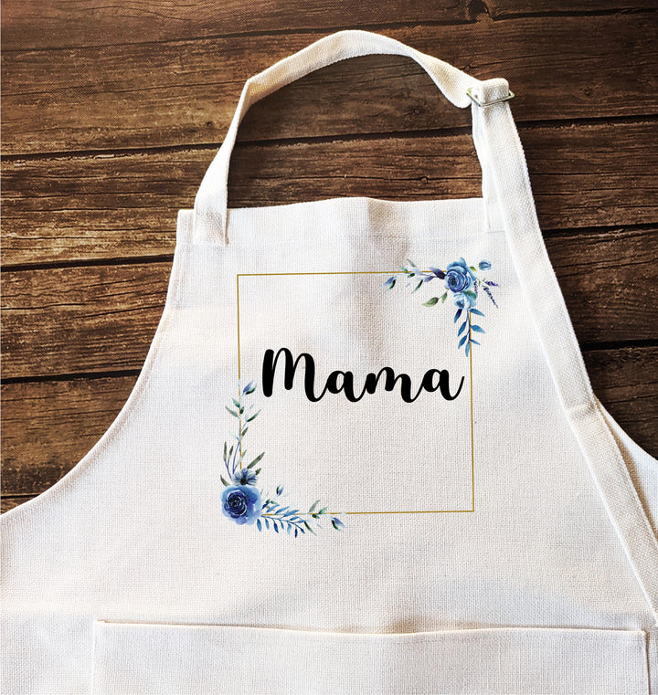 Personalized Floral Kitchen Apron with Pocket
