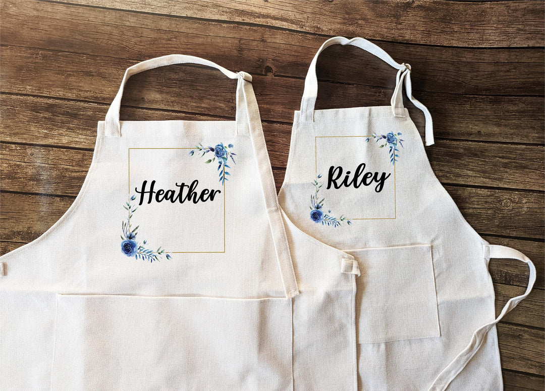 Personalized Apron with Name | Custom Floral Apron with Pocket | Kitchen, Baking, Cooking Gift for Mom, Grandma, Nana, or Teacher