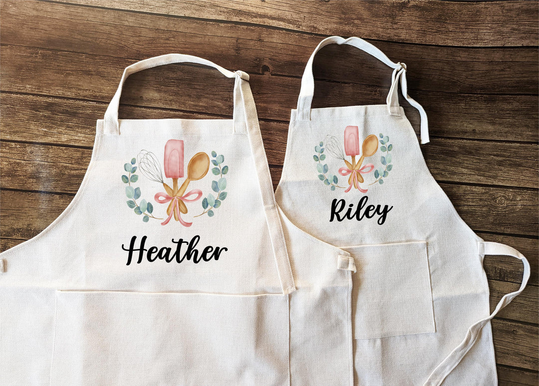 Grandma and Me Matching Aprons | Personalized Nana and Child Apron Set | Custom Cooking &amp; Baking Gift for Grandma, Mother’s Day, Birthday