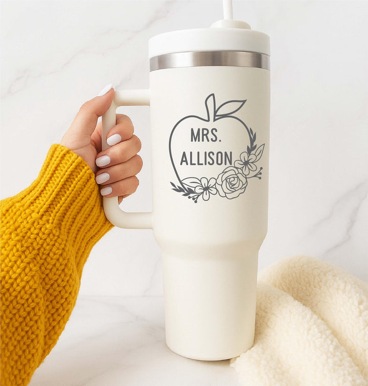 Personalized 40oz Tumbler With Handle Custom Name Engraved Cup