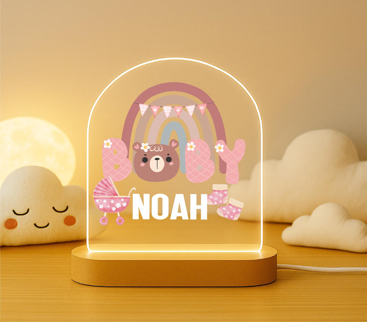 Custom Nursery Night Light • Personalized Baby Name LED Lamp • Kids Room Bedroom Décor Gift
