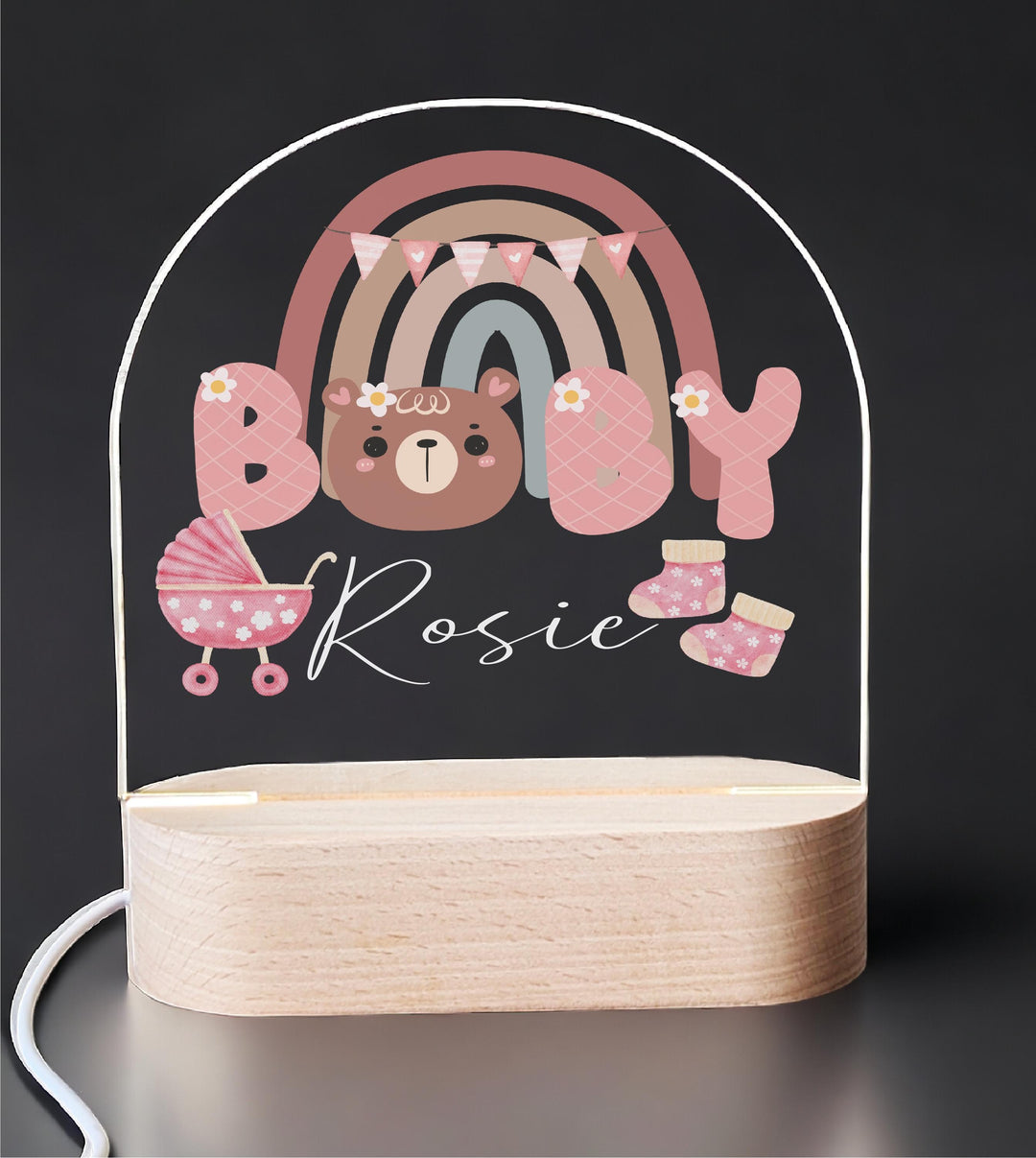 Custom Nursery Night Light • Personalized Baby Name LED Lamp • Kids Room Bedroom Décor Gift