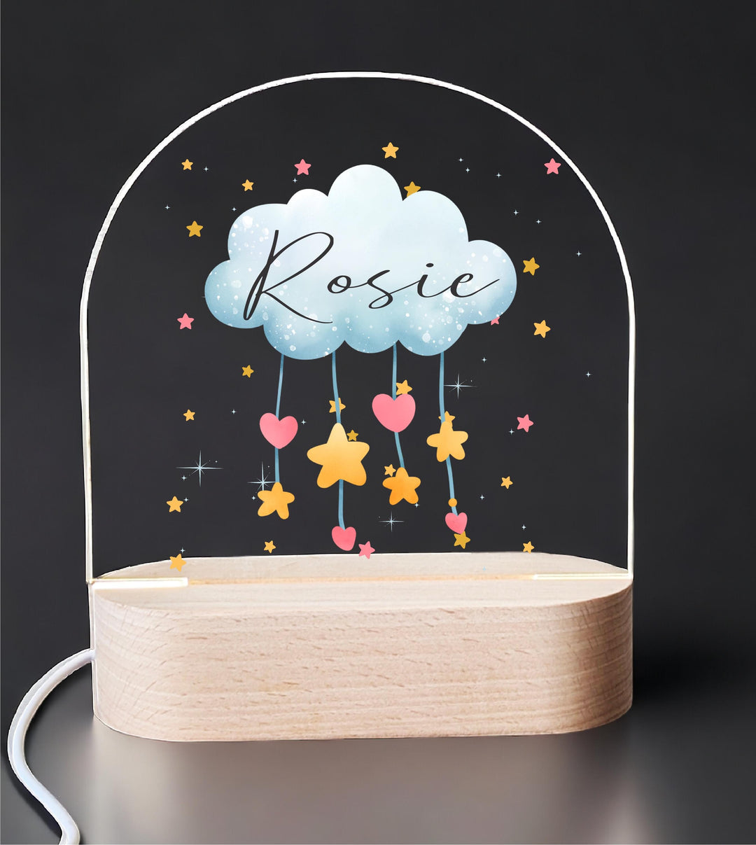 Custom Baby Name Cloud Lamp • New Baby Gift or Baptism Nursery Keepsake Personalized Baby Name LED Night Light