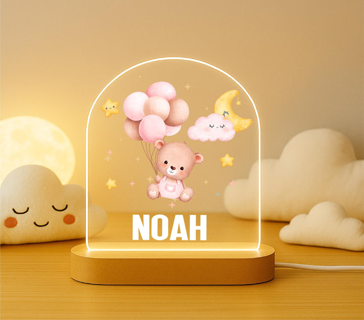 Personalized Teddy Bear LED Night Light • Custom Kids Birthday Gift • Holiday Bedroom Lamp for Nursery &amp; Baby Room D&#233;cor