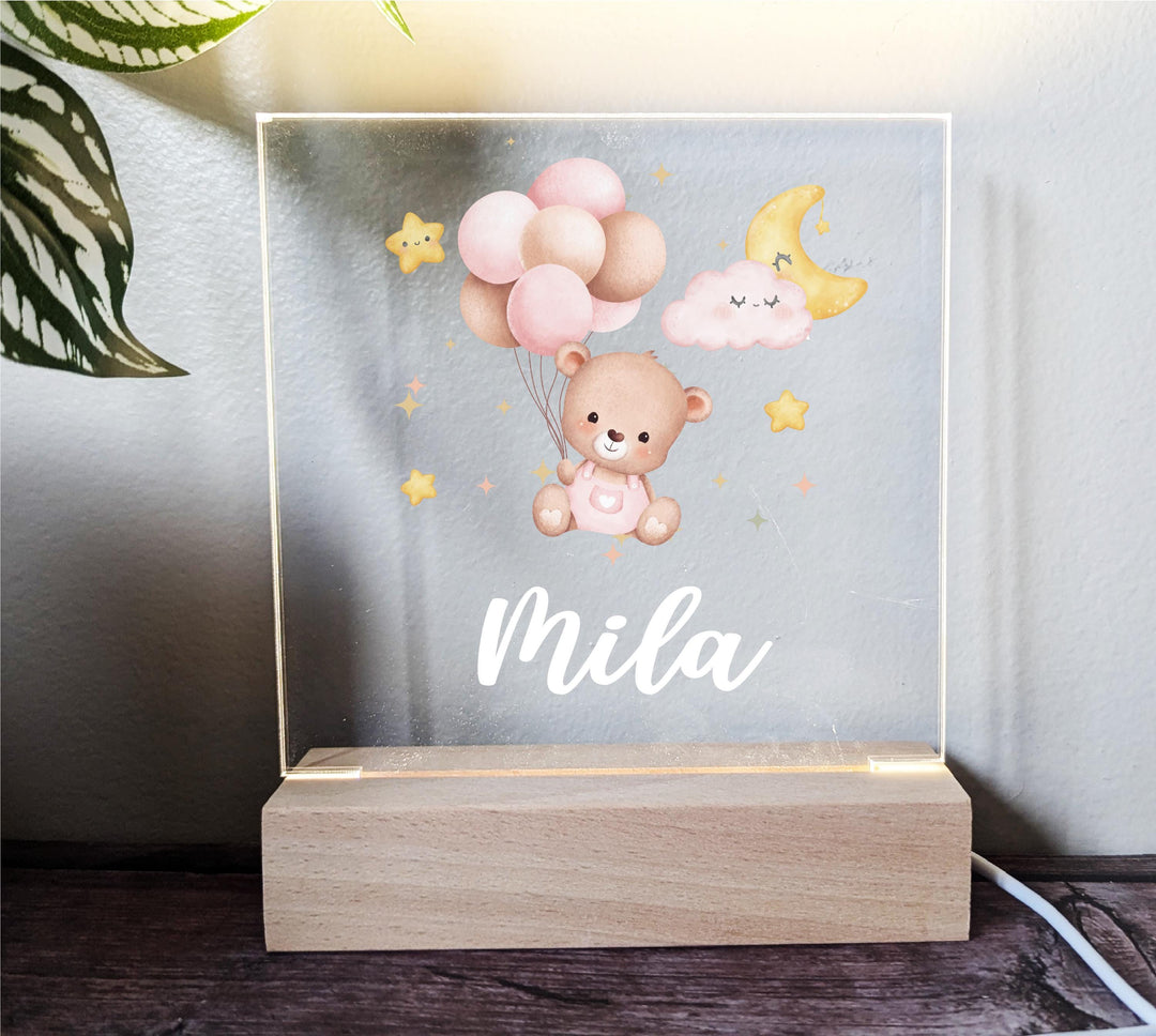 Personalized Teddy Bear LED Night Light • Custom Kids Birthday Gift • Holiday Bedroom Lamp for Nursery &amp; Baby Room D&#233;cor